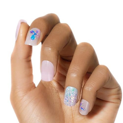 KISS Gel Fantasy Allure Press On Nails - Ready to Wear 3D Design Pink False Nails with Gel Glue, 28 Count