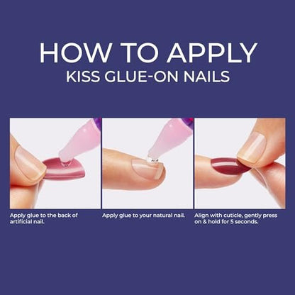 KISS Gel Fantasy Allure Press On Nails - Ready to Wear 3D Design Pink False Nails with Gel Glue, 28 Count