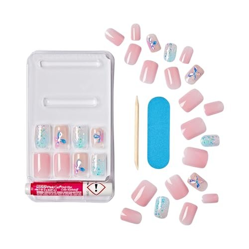 KISS Gel Fantasy Allure Press On Nails - Ready to Wear 3D Design Pink False Nails with Gel Glue, 28 Count - görsel 13