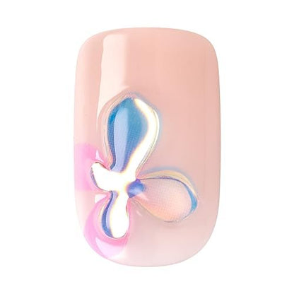 KISS Gel Fantasy Allure Press On Nails - Ready to Wear 3D Design Pink False Nails with Gel Glue, 28 Count