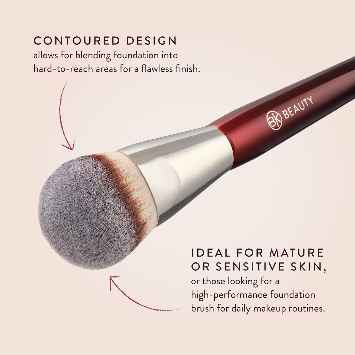 BK BEAUTY 101 Contoured Foundation Brush – Premium Synthetic Foundation Brush for Liquid & Cream Makeup Avelisse