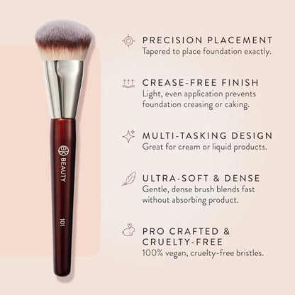 BK BEAUTY 101 Contoured Foundation Brush – Premium Synthetic Foundation Brush for Liquid & Cream Makeup Avelisse