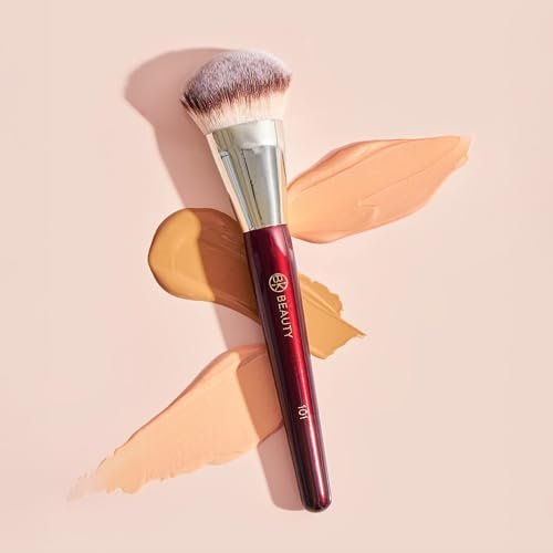 BK BEAUTY 101 Contoured Foundation Brush – Premium Synthetic Foundation Brush for Liquid & Cream Makeup Avelisse