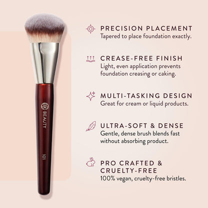 BK BEAUTY 101 Contoured Foundation Brush – Premium Synthetic Foundation Brush for Liquid & Cream Makeup Avelisse