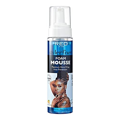 Red by Kiss Foaming Mousse - Maximum Shine Wrap Mousse, Reduce & Prevent Frizz, Define Curls, Hold Styles, Nourishes Dry and Crisp Hair, Enriched with Organic Jamaican Black Castor Oil, 8.7 Fl Oz - görsel 2