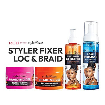 Red by Kiss Foaming Mousse - Maximum Shine Wrap Mousse, Reduce & Prevent Frizz, Define Curls, Hold Styles, Nourishes Dry and Crisp Hair, Enriched with Organic Jamaican Black Castor Oil, 8.7 Fl Oz