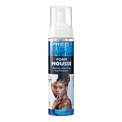 Red by Kiss Foaming Mousse - Maximum Shine Wrap Mousse, Reduce & Prevent Frizz, Define Curls, Hold Styles, Nourishes Dry and Crisp Hair, Enriched with Organic Jamaican Black Castor Oil, 8.7 Fl Oz