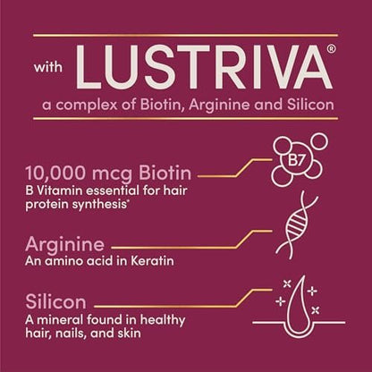 Nature's Bounty Optimal Solutions Hair Growth Supplement with Biotin, Silicon & Arginine - 30 Capsules, One Month Supply Avelisse