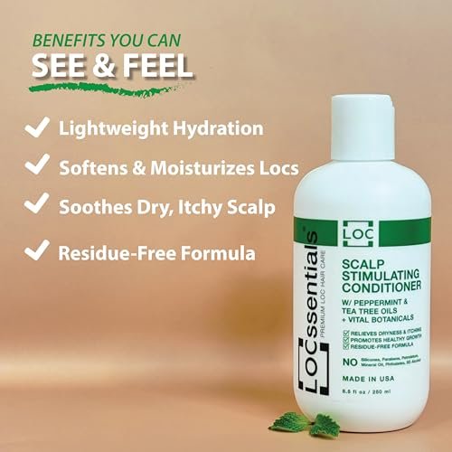 LOCssentials Scalp Stimulating Conditioner for Locs – Nourishing Conditioner for Dreads, Twists, Braids, Interlocks, Microlocs, Dreadlocks, Faux Locs Crochet Hair – with Peppermint & Tea Tree Oils, 8.5 Fl Oz Avelisse