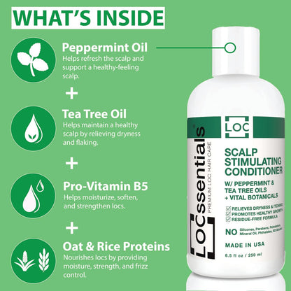 LOCssentials Scalp Stimulating Conditioner for Locs – Nourishing Conditioner for Dreads, Twists, Braids, Interlocks, Microlocs, Dreadlocks, Faux Locs Crochet Hair – with Peppermint & Tea Tree Oils, 8.5 Fl Oz Avelisse