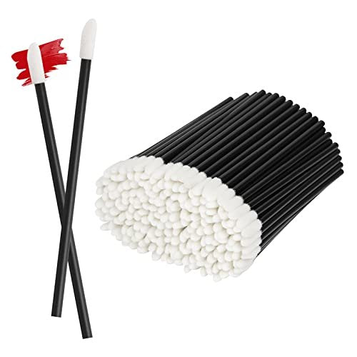ChefBee 200-Pack Disposable Lip Gloss Applicators - Lint-Free Black Lip Brush Wands for Hygiene & Precision - görsel 2
