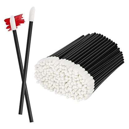 ChefBee 200-Pack Disposable Lip Gloss Applicators - Lint-Free Black Lip Brush Wands for Hygiene & Precision