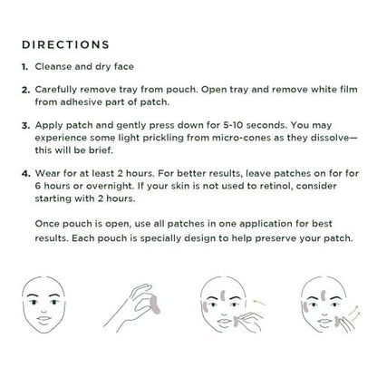 Deep Wrinkle Targeted Patches with Advanced Retinol, Hyaluronic Acid, Vitamin C, and Peptides for Forehead and Between Eyes – 6 Patches