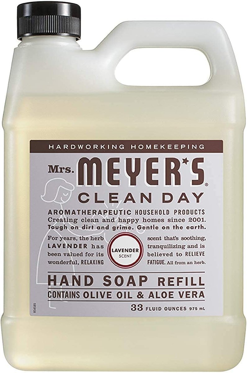Mrs. Meyer's Clean Day Liquid Hand Soap Refill Variety Pack - Lemon Verbena, Lavender & Basil, 33 Fl Oz (Pack of 3) Avelisse