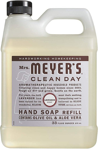 Mrs. Meyer's Clean Day Liquid Hand Soap Refill Variety Pack - Lemon Verbena, Lavender & Basil, 33 Fl Oz (Pack of 3) Avelisse