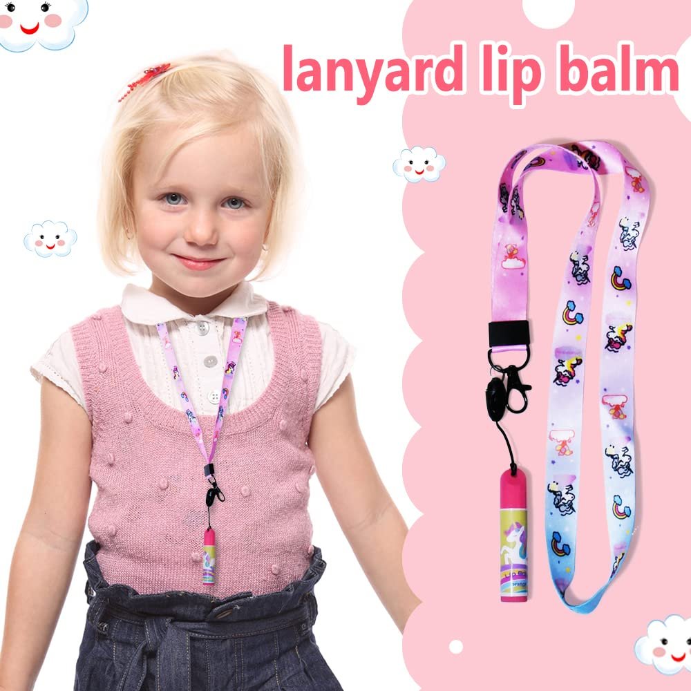 Mebtmel 5 Pcs Fruit Flavored Lip Balm Set with Lanyard – Unicorn Lip Care to Moisturize Dry Lips - görsel 5