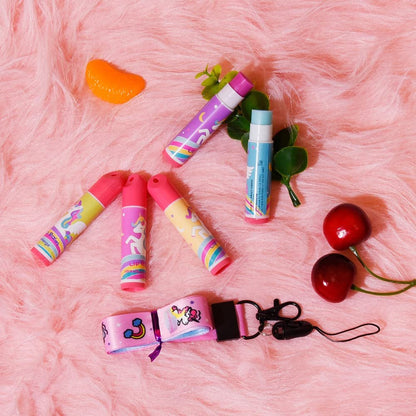 Mebtmel 5 Pcs Fruit Flavored Lip Balm Set with Lanyard – Unicorn Lip Care to Moisturize Dry Lips