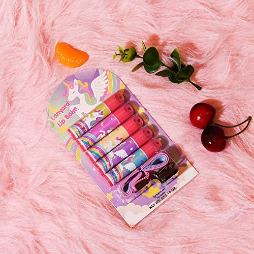 Mebtmel 5 Pcs Fruit Flavored Lip Balm Set with Lanyard – Unicorn Lip Care to Moisturize Dry Lips - görsel 14