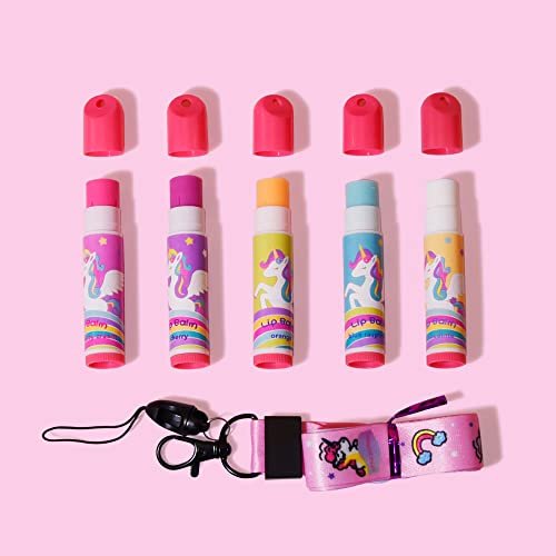 Mebtmel 5 Pcs Fruit Flavored Lip Balm Set with Lanyard – Unicorn Lip Care to Moisturize Dry Lips - görsel 10