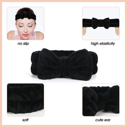 Vefungyan Puffy Spa Headband and Wristband Set for Women - 4 Pack Scrunchie Headbands for Washing Face, Shower, Yoga, Makeup Removal