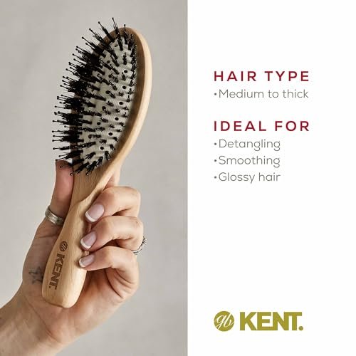 Kent LPF1 Pure Flow Oval Cushion Vented Hair Brush – FSC Certified Beech Wood, Natural Boar & Nylon Bristles for Blow-Drying, Detangling, Volume & Curls (Made in England) - görsel 14