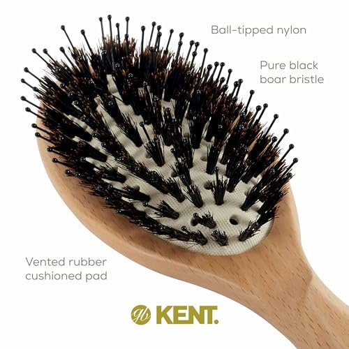 Kent LPF1 Pure Flow Oval Cushion Vented Hair Brush – FSC Certified Beech Wood, Natural Boar & Nylon Bristles for Blow-Drying, Detangling, Volume & Curls (Made in England) - görsel 12