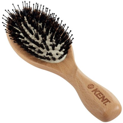 Kent LPF1 Pure Flow Oval Cushion Vented Hair Brush – FSC Certified Beech Wood, Natural Boar & Nylon Bristles for Blow-Drying, Detangling, Volume & Curls (Made in England)