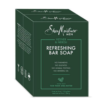 SheaMoisture Men Bar Soap Vetiver & Neroli - 4 Ounce (Pack of 2) - Natural Body Wash for Men