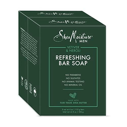 SheaMoisture Men Bar Soap Vetiver & Neroli - 4 Ounce (Pack of 2) - Natural Body Wash for Men
