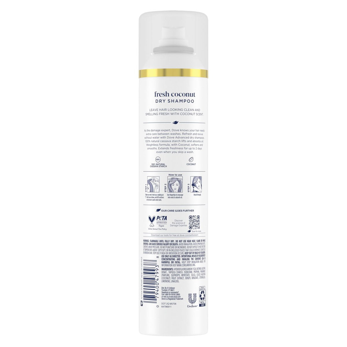 Dove Advanced Dry Shampoo Fresh Coconut - Refresh & Revive Hair Without Water, 7.3 oz - görsel 3