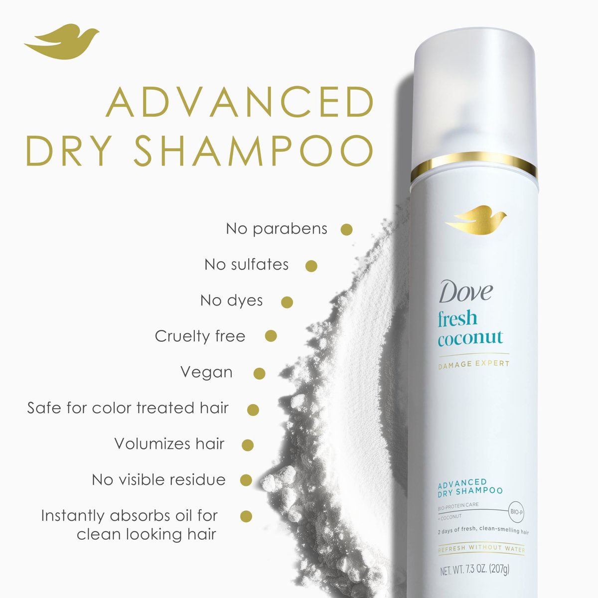 Dove Advanced Dry Shampoo Fresh Coconut - Refresh & Revive Hair Without Water, 7.3 oz - görsel 7