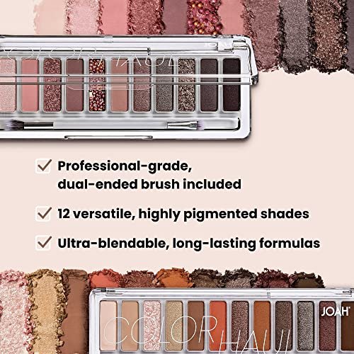 JOAH Color Haul Eyeshadow Palette - Smokeshow - Travel Size Eye Makeup Kit with 12 Highly Pigmented Matte & Shimmer Shades - görsel 12
