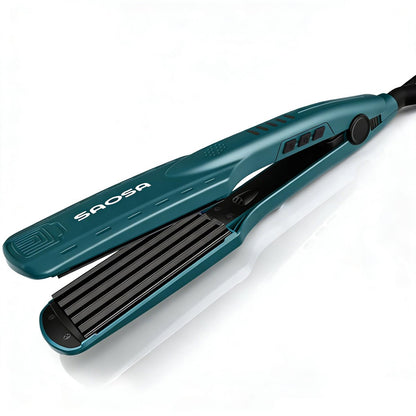 SAOSA Hair Crimper Ceramic Crimping Iron 5 Temp Settings Anti-Frizz Volumizing Tool 80s Retro Wave Daily Fluffy Hairstyle with Glove Fast Heating 30s Dual Voltage Turquoise Avelisse