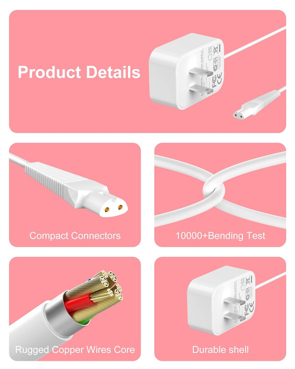 ADRICY Charger Compatible with Braun Silk Epil 9, 7, 5, Facespa Pro 910/911/921 Avelisse