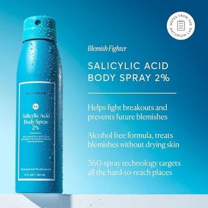 Naturium Salicylic Acid Body Spray 2% - Blemish-Fighting & Pore Treatment with Niacinamide & Encapsulated Salicylic Acid, 4 oz