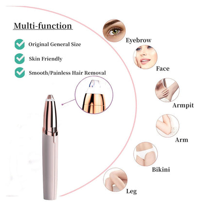 Colordiary Replacement Heads for Finishing Touch Flawless Facial Hair Remover – 4 Painless Blades with Cleaning Brush, Rose Gold