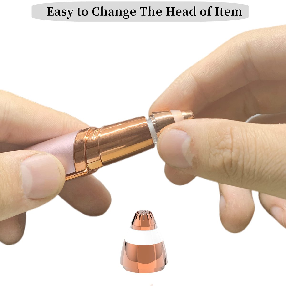 Colordiary Replacement Heads for Finishing Touch Flawless Facial Hair Remover – 4 Painless Blades with Cleaning Brush, Rose Gold - görsel 11