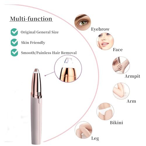 Colordiary Replacement Heads for Finishing Touch Flawless Facial Hair Remover – 4 Painless Blades with Cleaning Brush, Rose Gold - görsel 6