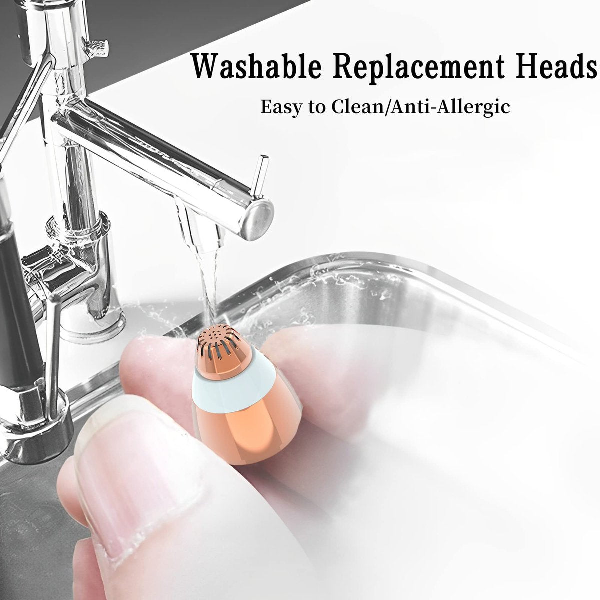 Colordiary Replacement Heads for Finishing Touch Flawless Facial Hair Remover – 4 Painless Blades with Cleaning Brush, Rose Gold - görsel 3