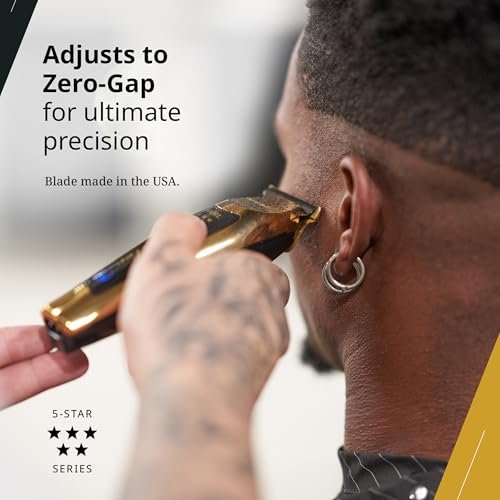 Wahl Professional T-Wide Gold Plated Bladeset – Adjustable Zero-Overlap, DLC & Titanium Coated, Fits Cordless Detailer Li Avelisse