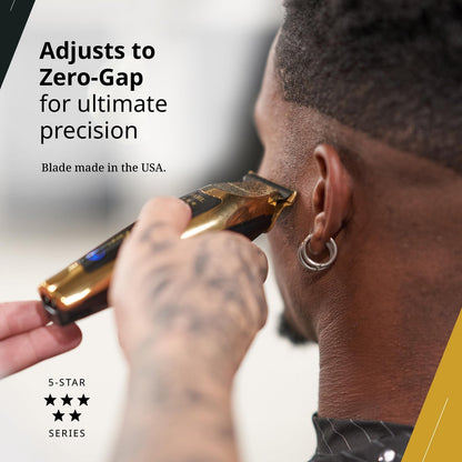 Wahl Professional T-Wide Gold Plated Bladeset – Adjustable Zero-Overlap, DLC & Titanium Coated, Fits Cordless Detailer Li Avelisse