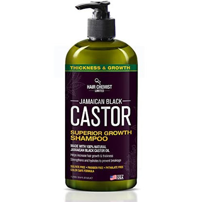 Hair Chemist Superior Growth Jamaican Black Castor Shampoo 33.8 oz - Sulfate Free Natural Shampoo for Hair Growth Avelisse