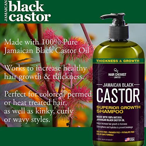 Hair Chemist Superior Growth Jamaican Black Castor Shampoo 33.8 oz - Sulfate Free Natural Shampoo for Hair Growth Avelisse