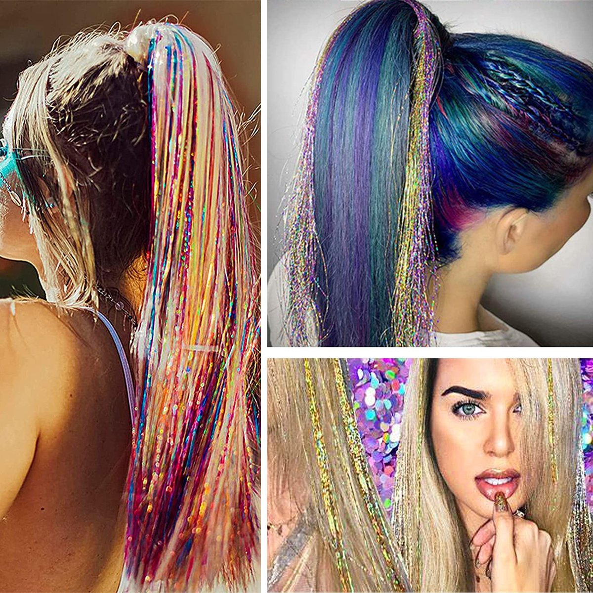 GrennMauler Hair Tinsel Kit – 24 Colors, 6000 Strands (48 Inch) with Tools, Heat Resistant Glitter Hair Extensions for Women Avelisse