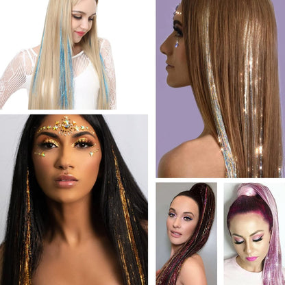 GrennMauler Hair Tinsel Kit – 24 Colors, 6000 Strands (48 Inch) with Tools, Heat Resistant Glitter Hair Extensions for Women Avelisse
