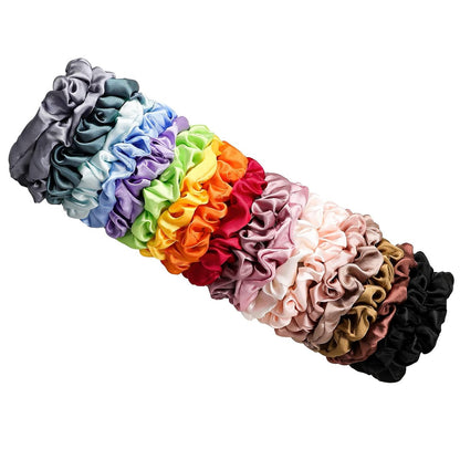 Ivyu Satin Silk Hair Ties - 20 Pack Mini Scrunchies for Women & Girls, Gentle Elastic Hair Bands for Thick Curly Hair, Ponytail Holders That Don't Break Hair