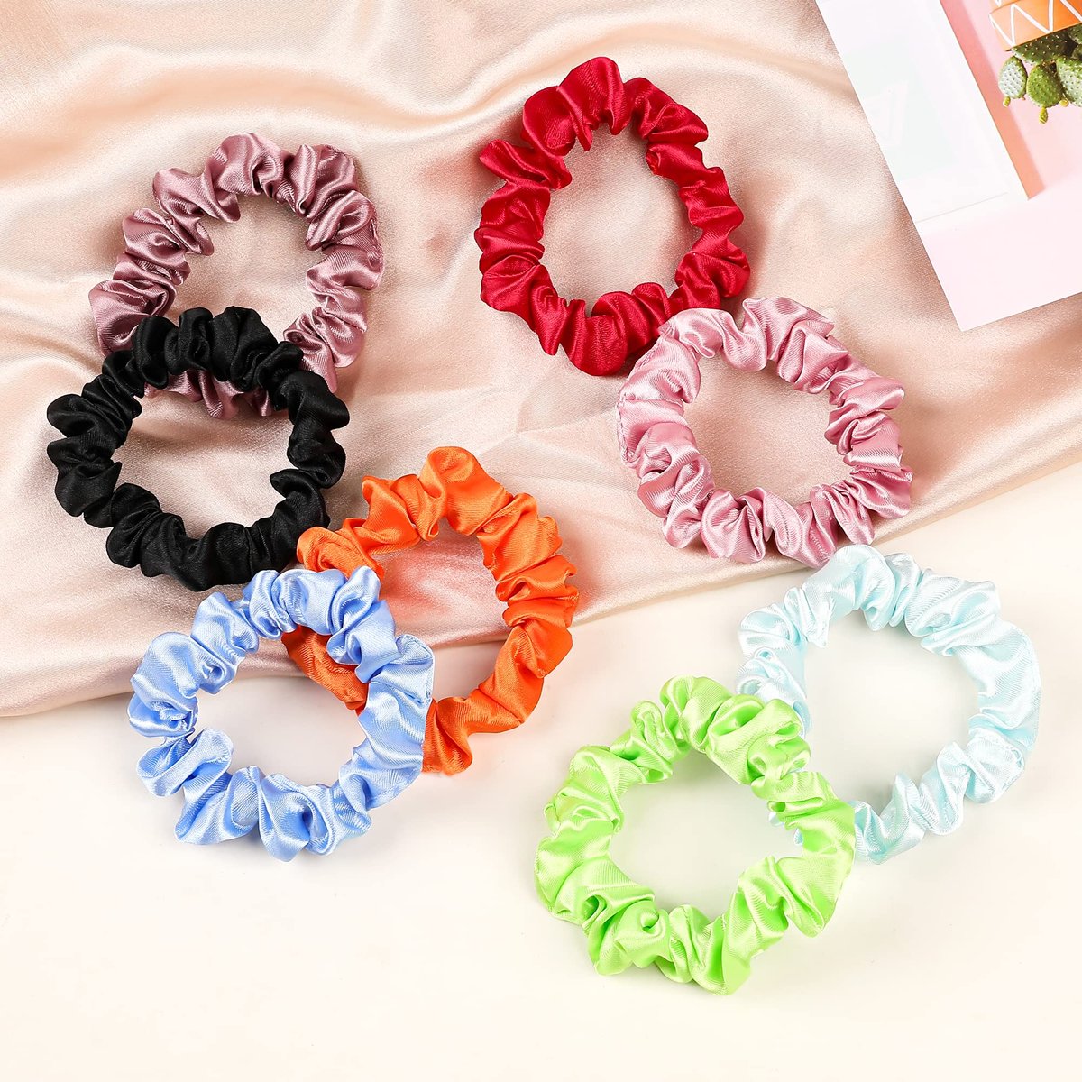 Ivyu Satin Silk Hair Ties - 20 Pack Mini Scrunchies for Women & Girls, Gentle Elastic Hair Bands for Thick Curly Hair, Ponytail Holders That Don't Break Hair - görsel 9