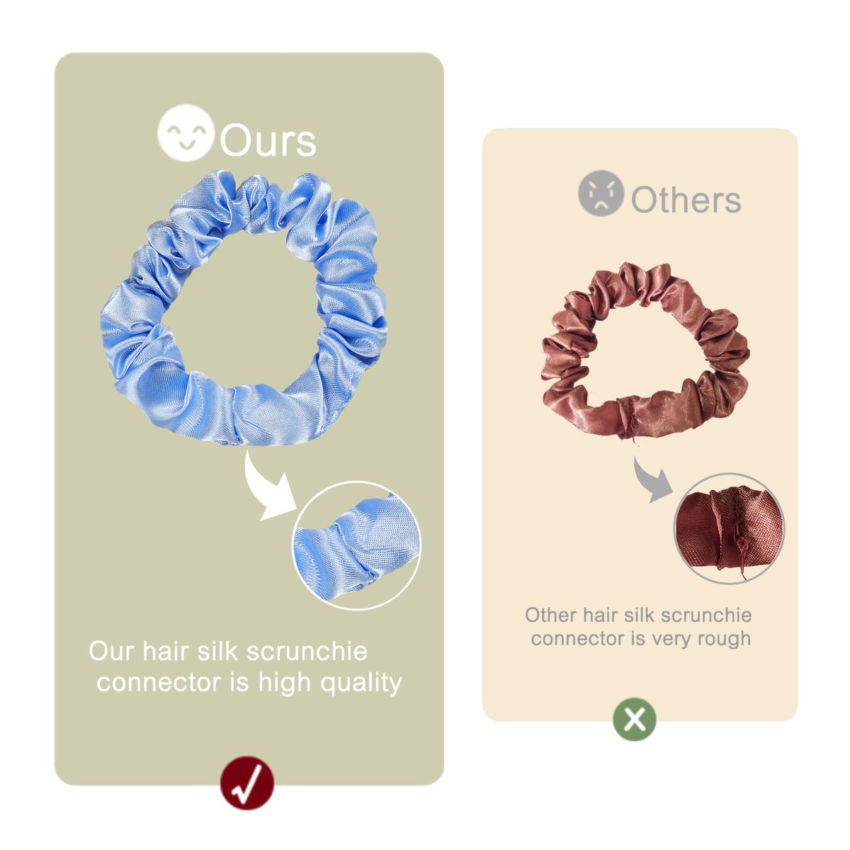 Ivyu Satin Silk Hair Ties - 20 Pack Mini Scrunchies for Women & Girls, Gentle Elastic Hair Bands for Thick Curly Hair, Ponytail Holders That Don't Break Hair - görsel 3