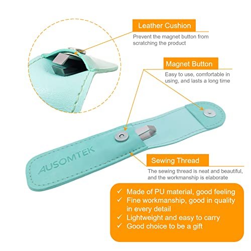 AUSOMTEK Precision Stainless Steel Beard Tweezers with 5mm Slant Tip - Cyan PU Case - Perfect for White Hair Plucking, Fine Hair Removal & Eyebrow Shaping Avelisse
