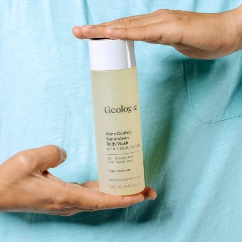 Geologie Acne Control Body Wash – Exfoliating AHA + BHA Cleanser for Men & Women, Reduces Bacne & Body Breakouts, Salicylic Acid + Glycolic Acid, 8.4 Fl Oz Avelisse
